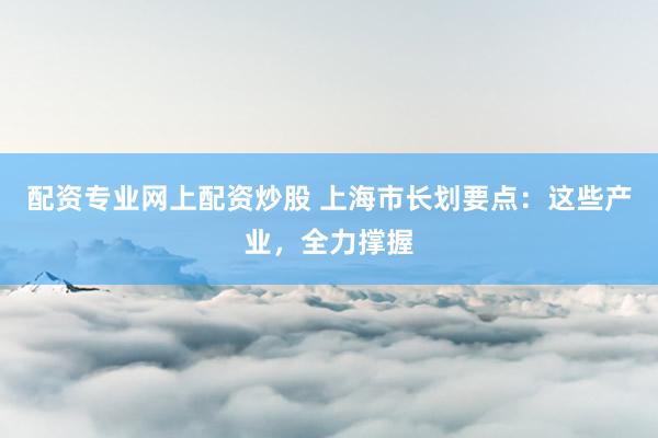 配资专业网上配资炒股 上海市长划要点：这些产业，全力撑握