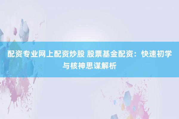 配资专业网上配资炒股 股票基金配资：快速初学与核神思谋解析