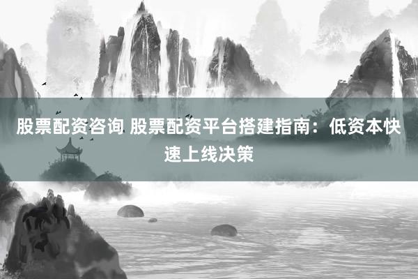 股票配资咨询 股票配资平台搭建指南：低资本快速上线决策